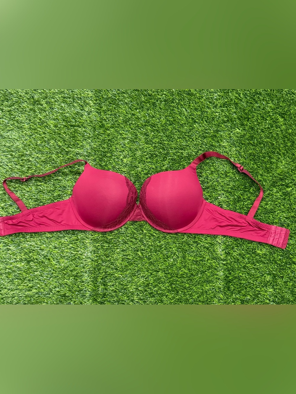 Auden Push-Up Plunge Underwire Bra 38D Burgundy Solid Lace Padded